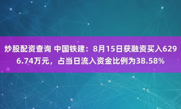 炒股配资查询 中国铁建：8月15日获融资买入6296.74万元，占当日流入资金比例为38.58%